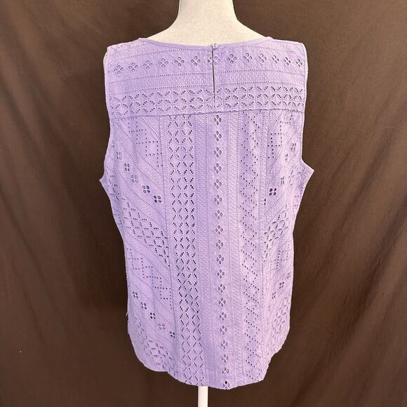 NEW Talbots Lavender Purple Eyelet Scoop Neck Top XXL 16P Sleeveless - Picture 6 of 8